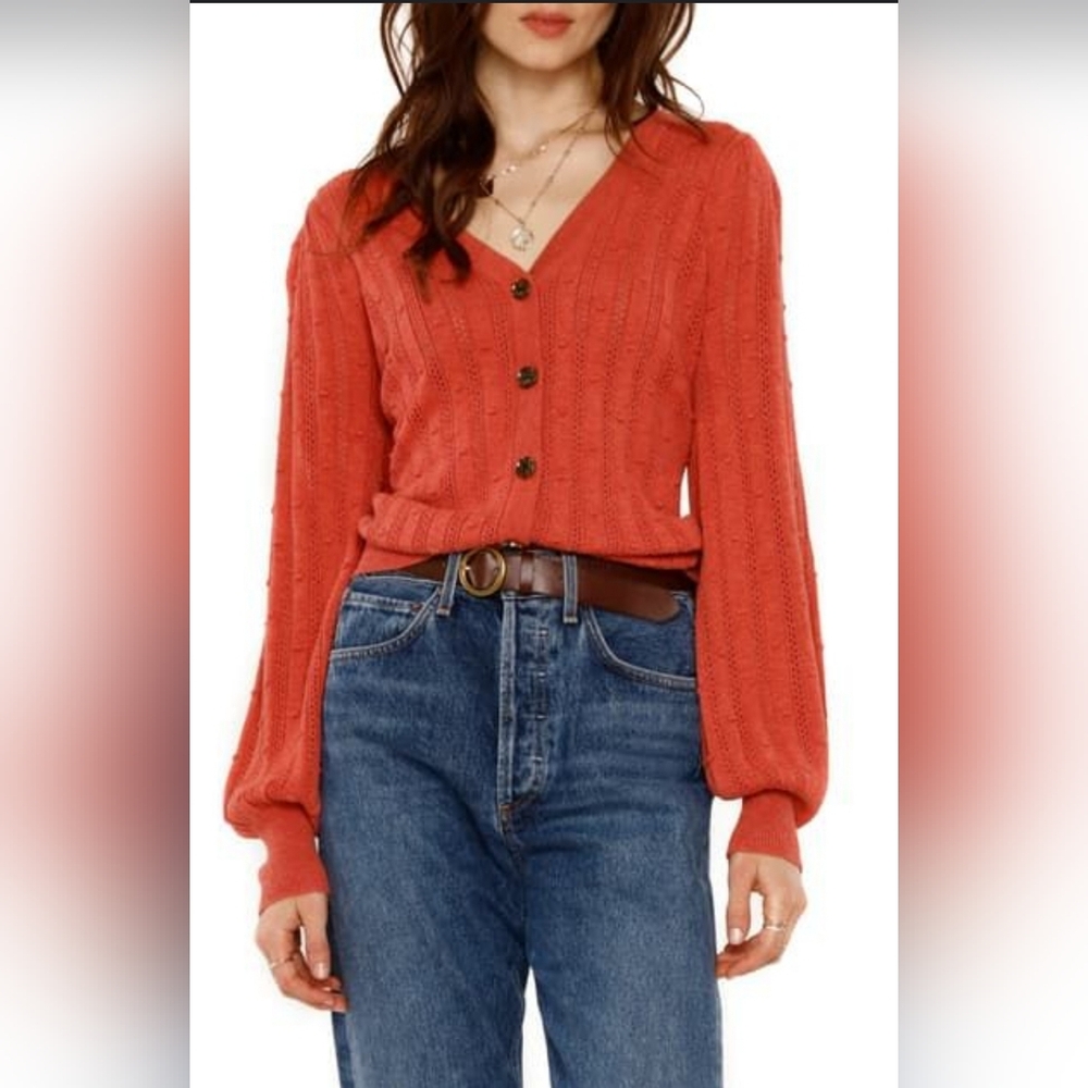 ❤️ HEARTLOOM  × REVOLVE BLAINE CARDIGAN SWEATER IN SPICE, MEDIUM